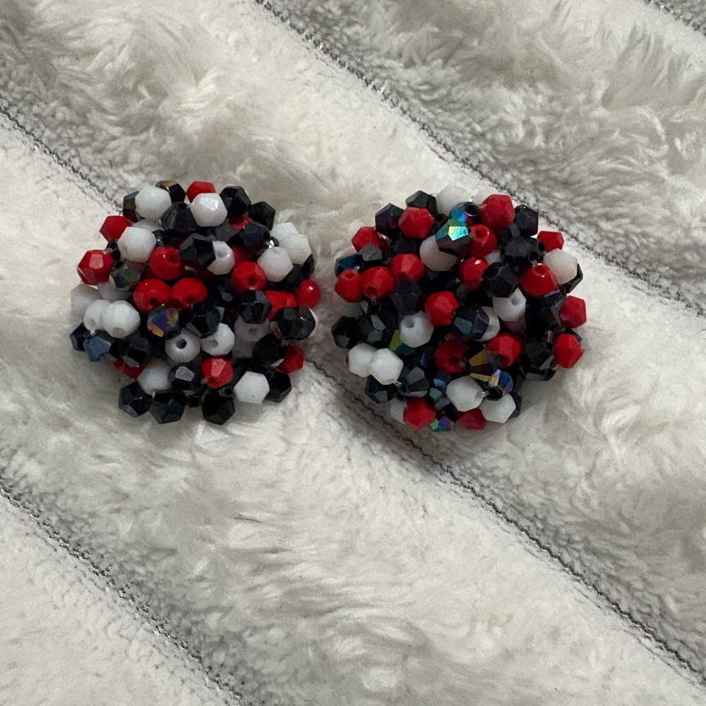 Sassy Jones Red and Black Beaded Earrings